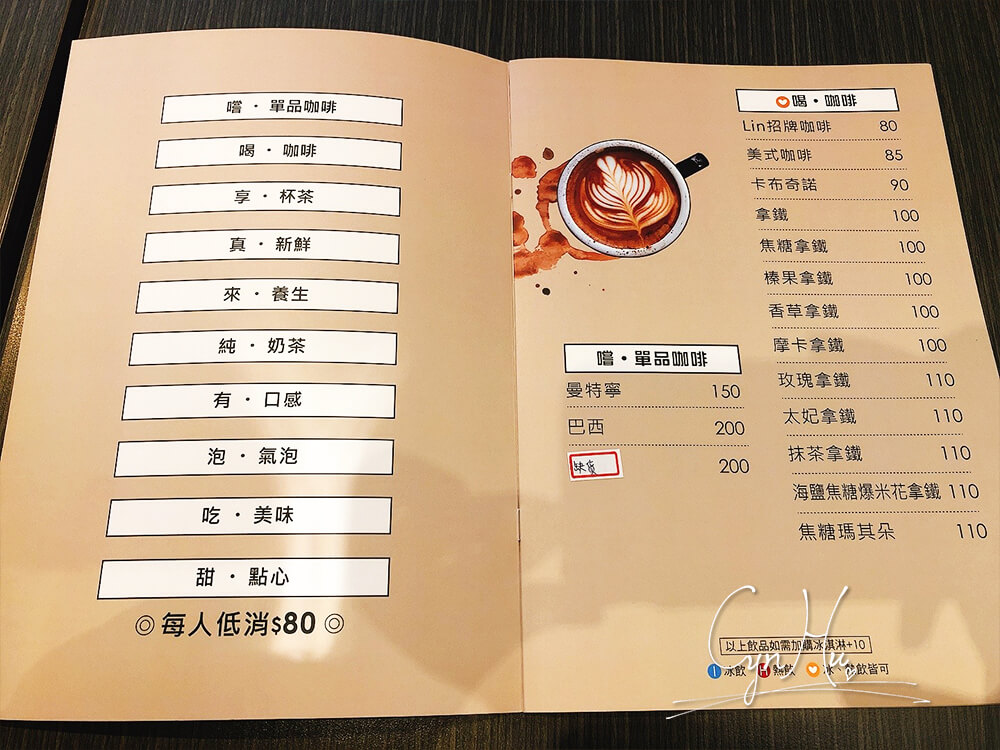 印象咖啡菜單